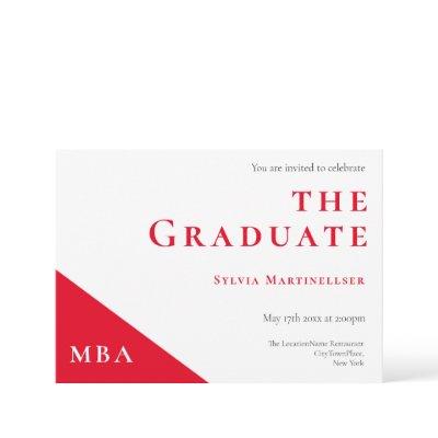 MBA Degree Red White Graduation Party Invitation