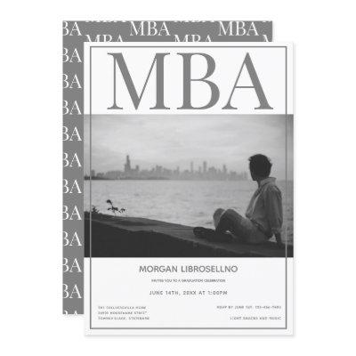 MBA degree White Gray Photo Graduation Party Invitation
