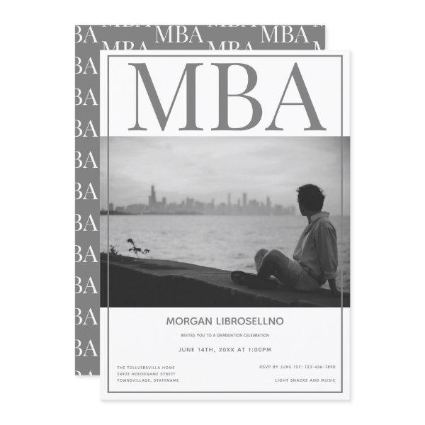 MBA degree White Gray Photo Graduation Party Invitation
