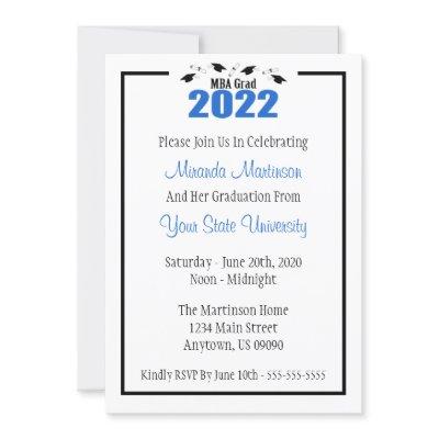 MBA Grad 2022 Graduation Invite (Blue Caps)