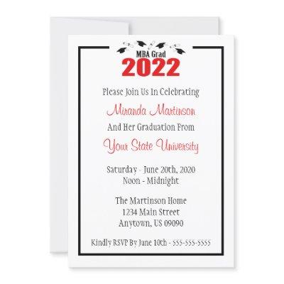 MBA Grad 2022 Graduation Invite (Red Caps)