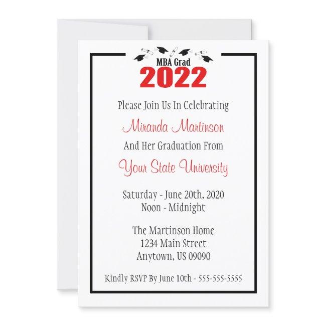 MBA Grad 2022 Graduation Invite (Red Caps)