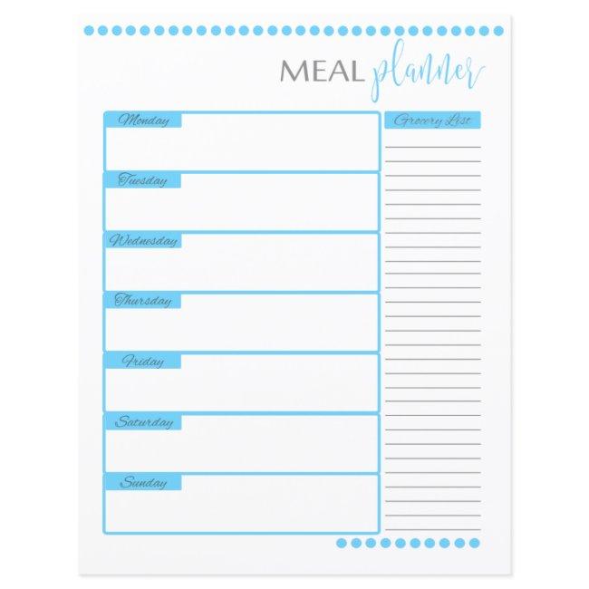 Meal Planner Lined Stationery Paper | Baby Blue