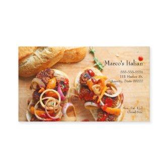 Meatball sandwiches with onions and peppers