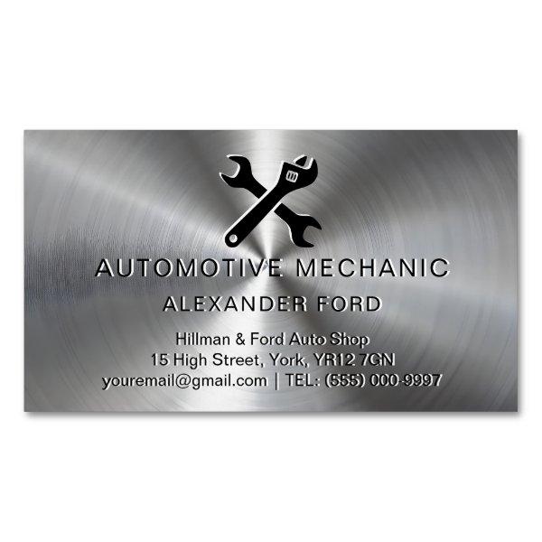 mechanic garage Metallic silver Radial metal look  Magnet