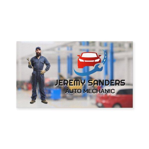 Mechanic Holding Wrench | Auto Repair Fix Logo