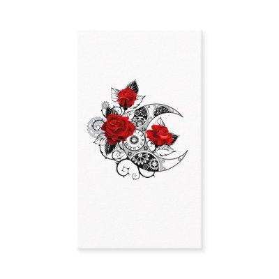 Mechanical Crescent with Red Roses Calling Card