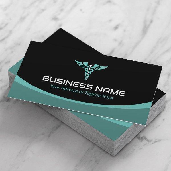 Medical Caduceus Logo Health Care Modern Teal