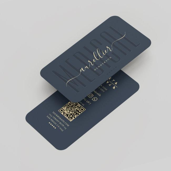 Medical Doctor Monogram Elegant Modern Dark Blue
