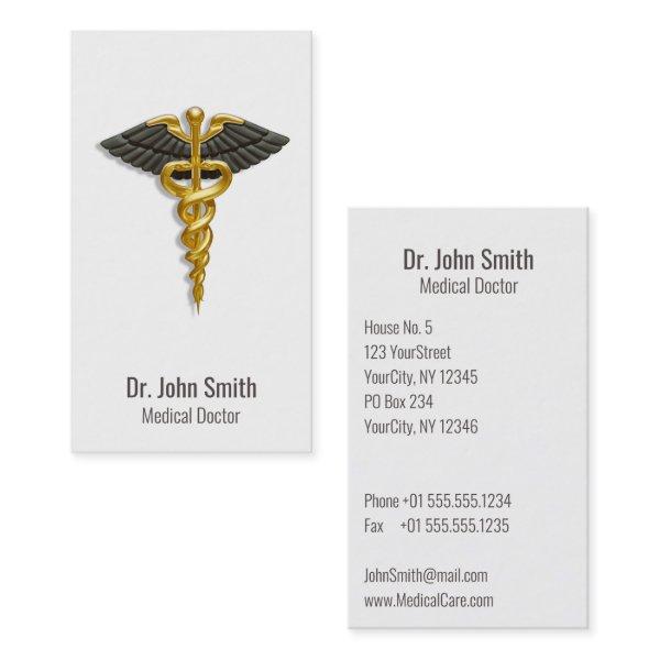Medical Elegant Gold Caduceus Black Wings Classy