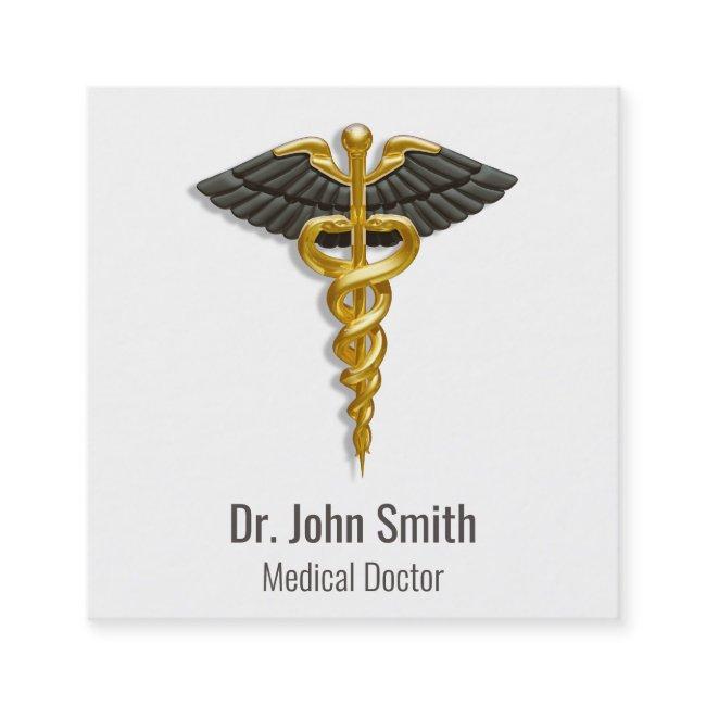 Medical Elegant Gold Caduceus Black Wings Classy Square