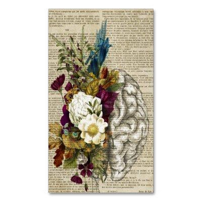 medical floral brain anatomy poster  magnet