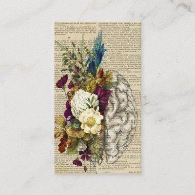medical floral brain anatomy poster calling card