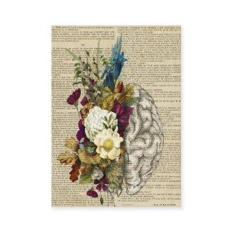 medical floral brain anatomy poster calling card