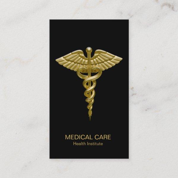 Medical Gold Caduceus on Black