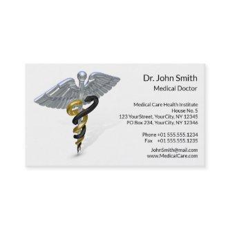Medical Silver Caduceus Black Gold