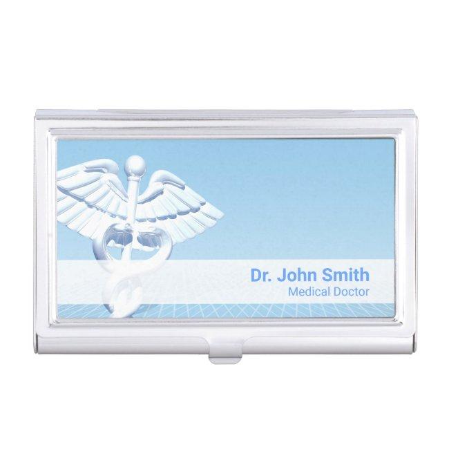 Medical White 3D Caduceus Blue Design Case