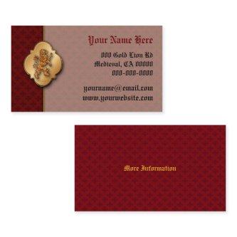 Medieval Gold Lion Red Fleur de Lis