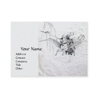 MEDIEVAL KNIGHT RIDING ON PEGASUS Black White