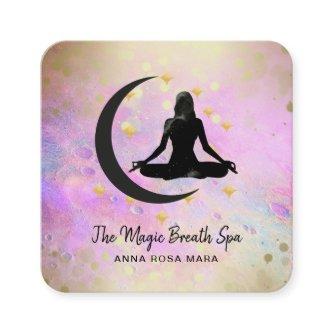 *~* Meditation Gold Woman Moon Yoga Mindfulness -  Square