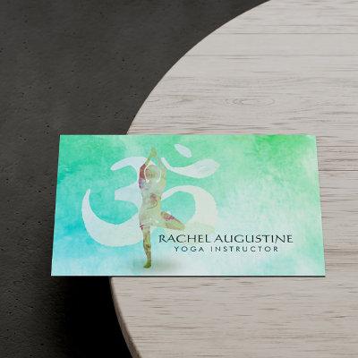 Meditation Instructor Watercolor Yoga Pose Om Sign