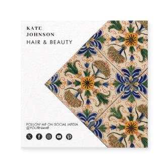 Mediterranean Vintage Floral QR Code Social Media Square