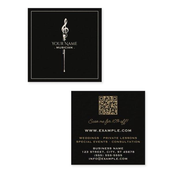 Melting White Treble Clef Classy Black Square