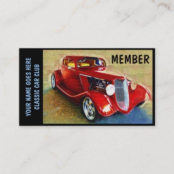 Member Card for  Classic Car Clubs