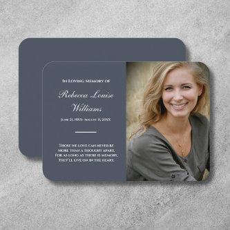 Memorial Card With Photo Funeral Blue Gray