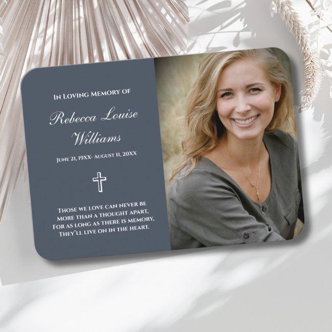 Memorial Card With Photo Funeral Blue Gray