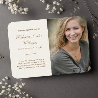 Memorial Card With Photo Funeral Ivory Gold