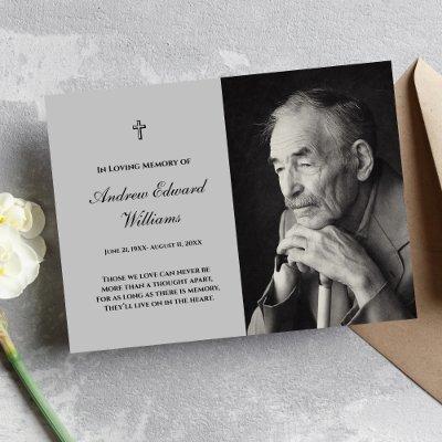 Memorial Card With Photo Funeral Light Gray