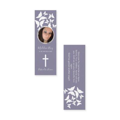 Memorial Funeral Cross Photo Butterflies Bookmark  Mini