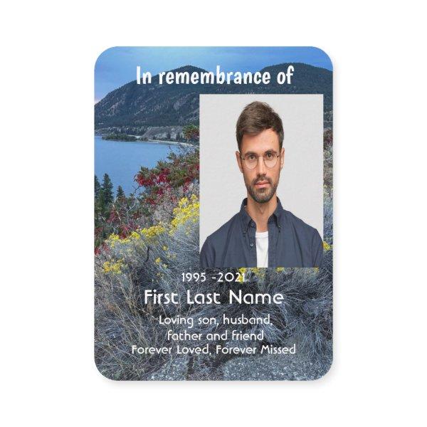 Memorial Photo Keepsake Mountain Lake Flowers