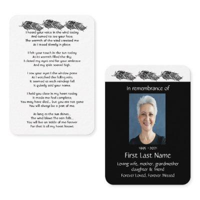Memorial Photo Prayer Graphic Art Feathers