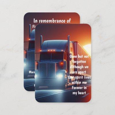 Memorial Photo Prayer Semi-Truck Tractor-trailer
