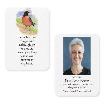 Memorial Photo Prayer Watercolor Robin Garden Bird