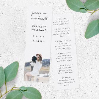 Memorial Poem Funeral Favor Mini Bookmark Card