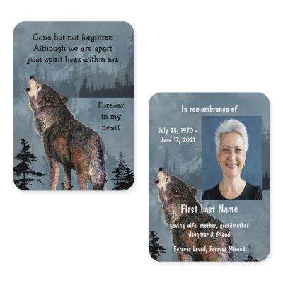 Memorial Service Invite Watercolor Howling Wolf