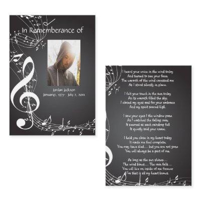 Memorial Service  Music Notes Keepsake
