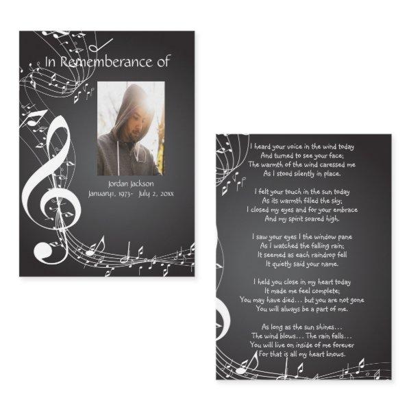 Memorial Service  Music Notes Keepsake