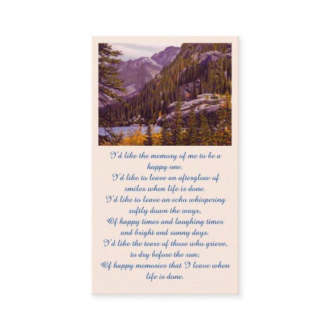 Memorial Sympathy Picture Remembrance Card