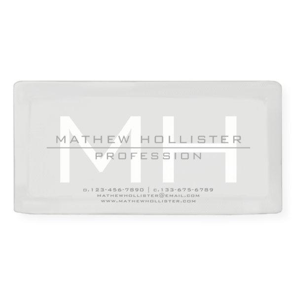 Men's Monogrammed, Grey Business Banner