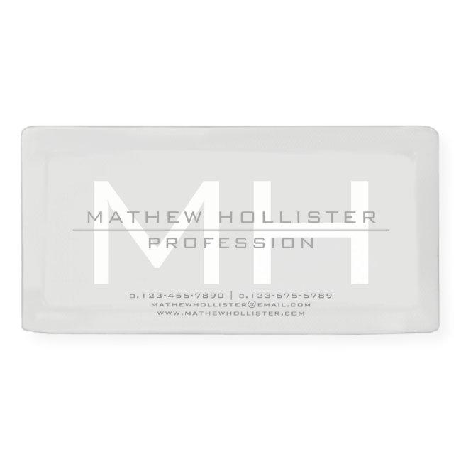 Men's Monogrammed, Grey Business Banner