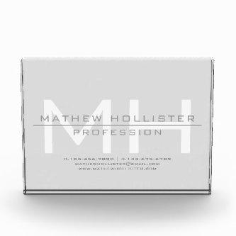 Men's Monogrammed, Grey Business Photo Block