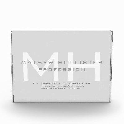 Men's Monogrammed, Grey Business Photo Block