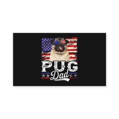 Mens Pug Dad USA Flag Patriotic Fathers Day