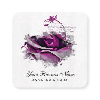 *~* Merlot Burgundy Logo QR Rose Floral Flower  Sq Square