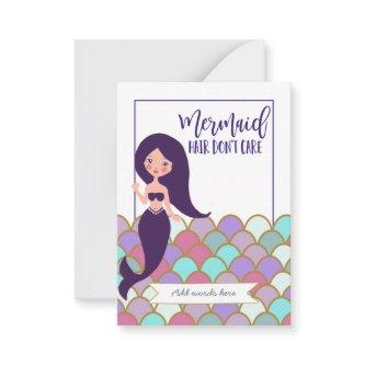 mermaid hair dont care hair bobble elastic favor note card