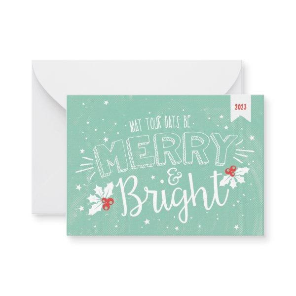 Merry and Bright Christmas Holiday Pop By Note Card